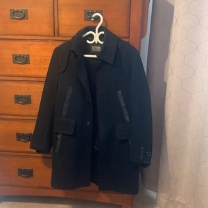 Black mackage coat leather and wool unisex